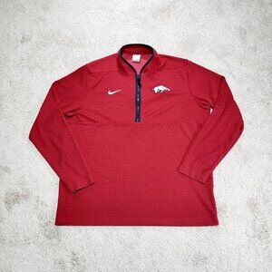 Nike Arkansas Razorbacks Dri Fit Pullover Men XL Red Qtr Zip Long Sleeve READ